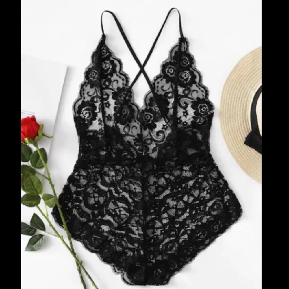 Cross Back Lace Teddy